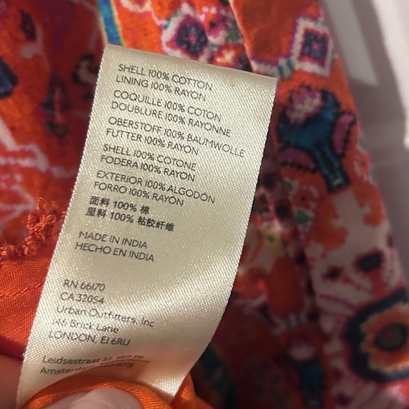 Anthropologie Orange and Red Puff Sleeve Maxi Dress Size 2 Boho - Picture 8 of 10